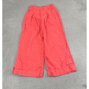 Athleta Playa Linen Pants Women 6T Coral Wide Leg Crop
